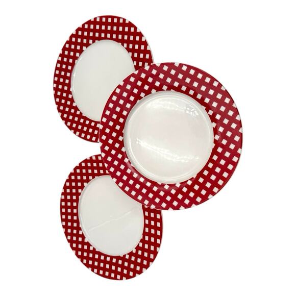 Pfaltzgraff Kenna Red Salad Plates Red Check gingham Border Price Per Plate EUC - Picture 2 of 4